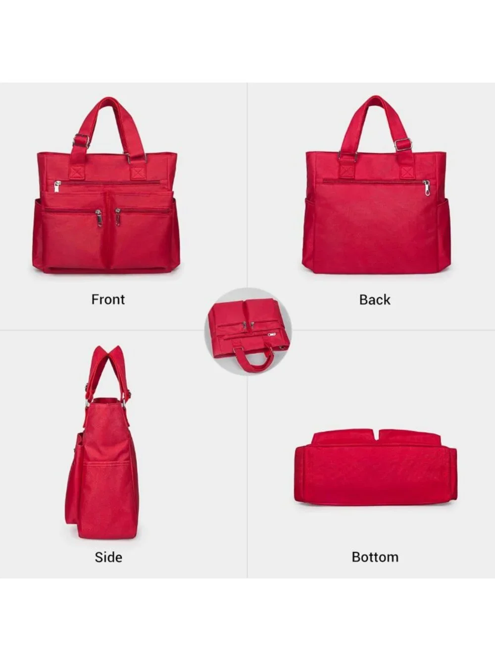 Waterproof Canvas Tote Bag | Multi-Pocket Shoulder Bag for Work & Travel